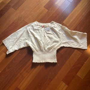 Free People Caribbean Ruched Top, Ivory - size medium